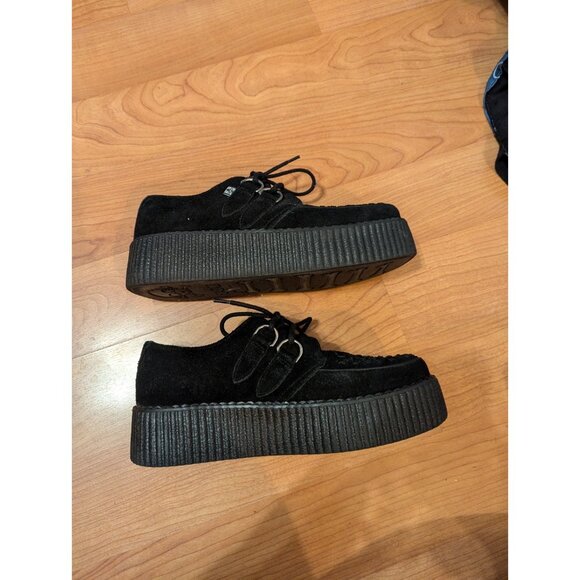 T.U.K Platform Creepers M 7 W 9 Eu 40 Black On Black Suede Chunky Y2K Goth EUC - Picture 5 of 7
